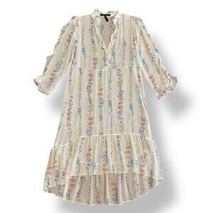 BCBGMAXAZRIA Bunty Silk Midi Dress Womens Size XS Multicolor‎ Floral